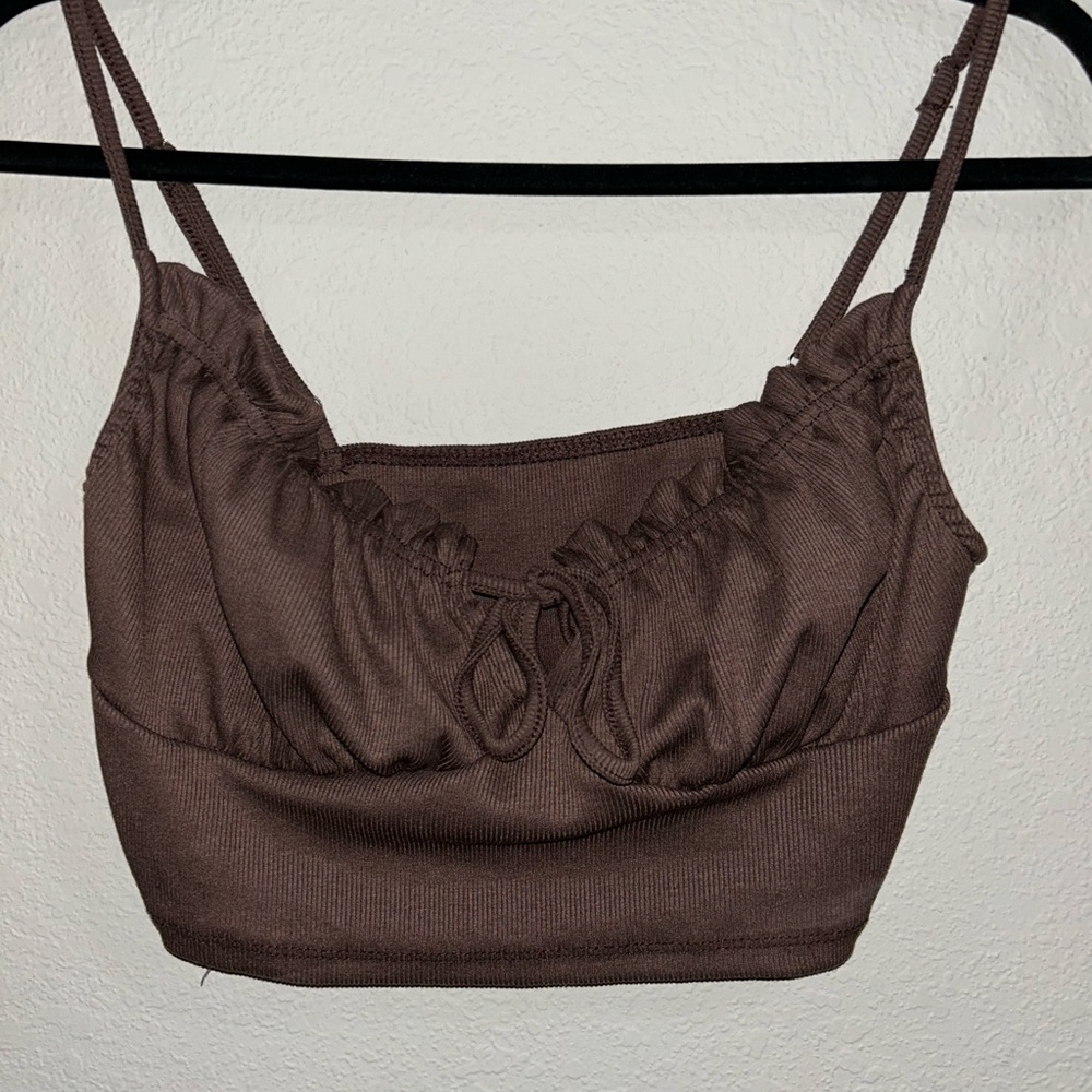 Brown Tank Top Going Out Shirt MEDIUM